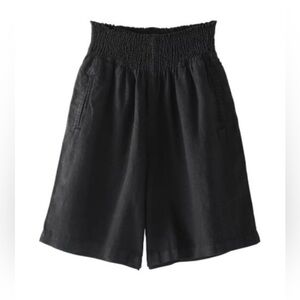 Wrap London Linen Shorts Stretch High Waist Paper Bag Sustainable Culottes Sz M